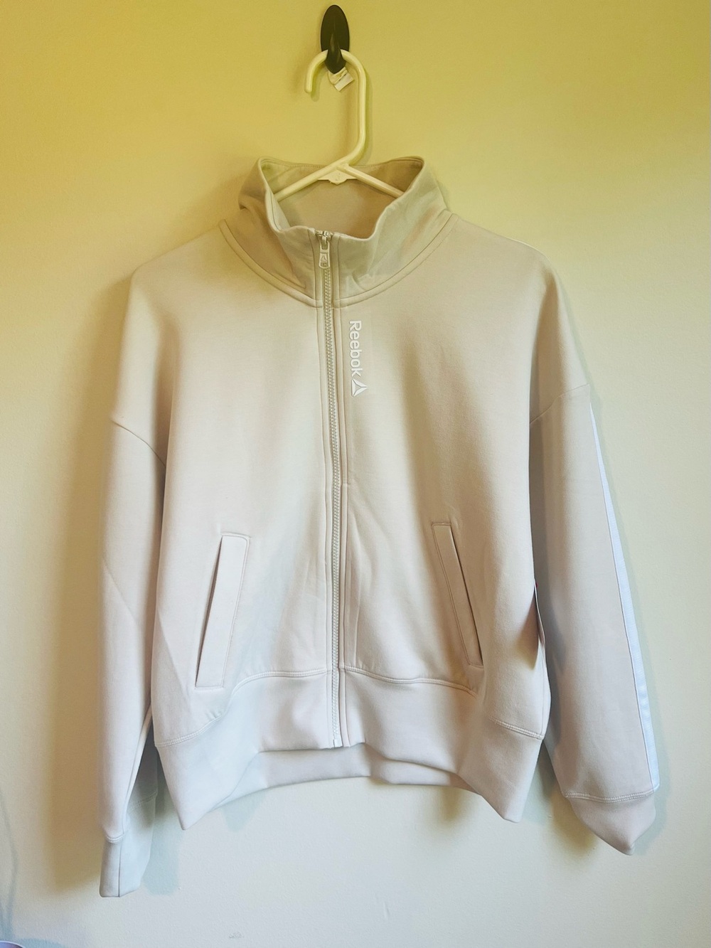 Reebok Cream Full-Zip Bomber Jacket